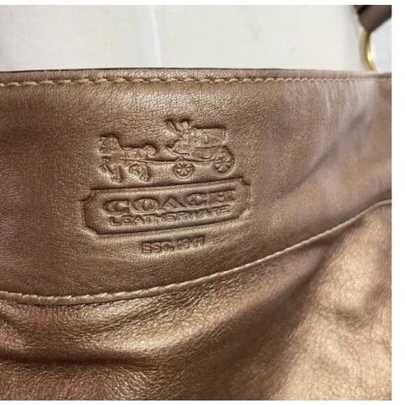 COACH ZOE BRONZE LEATHER GOLD LARGE HOBO SHOULDER BAG VINTAGE # 12664 Y2K - Picture 3 of 8